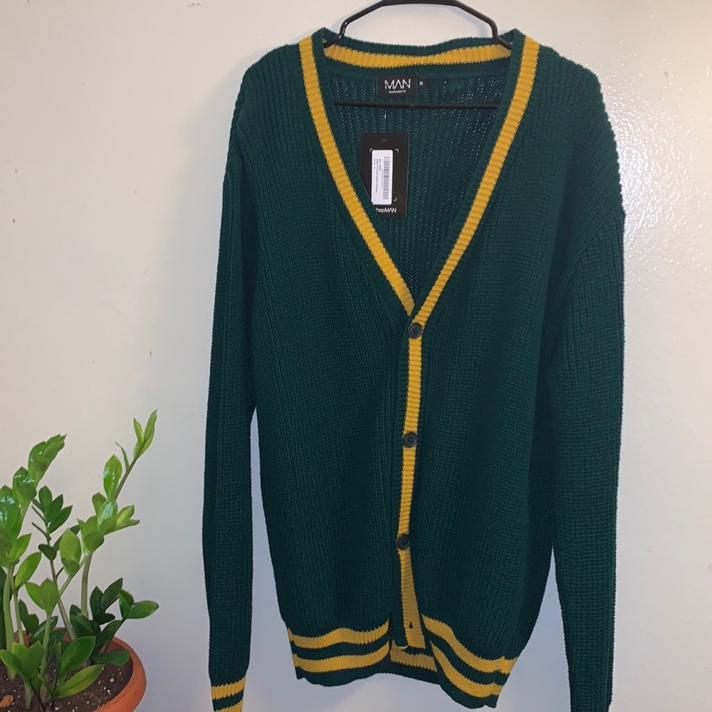 green cardigan